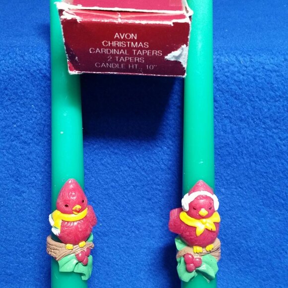 Vintage Avon 1987 Christmas Cardinal 10" Taper Candles Collectibles Set of 2 - Picture 2 of 10